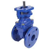 Keilschieber Elephant 30X939H GVWN1414E-2W-F mit OST-Flansch, Gehäuse - Gusseisen GGG50, Keil - Gusseisen + EPDM, Dichtung - EPDM, nur Spindel, Farbe - blau