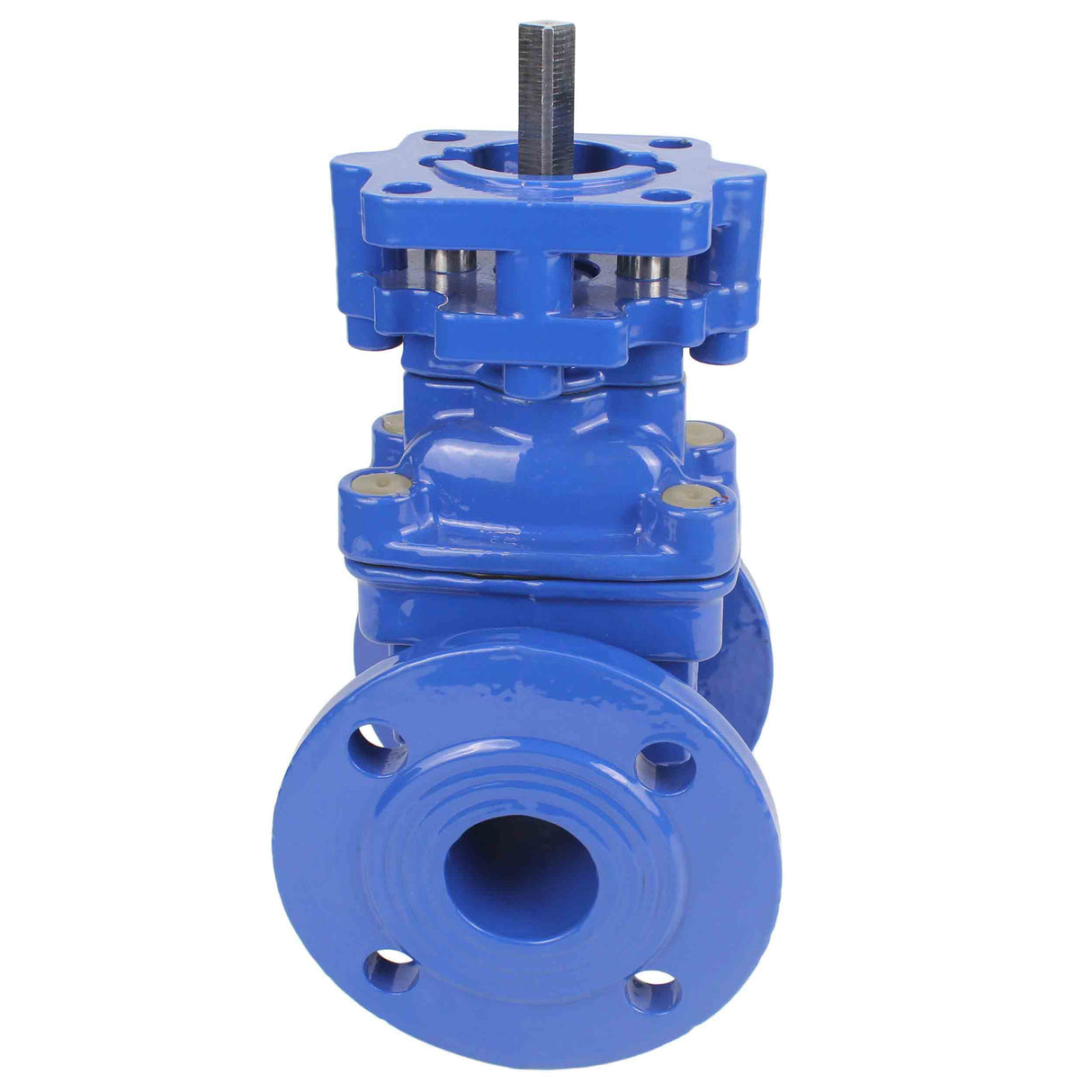 Keilschieber Elephant 30X939H GVWN1414E-2W-F mit OST-Flansch, Gehäuse - Gusseisen GGG50, Keil - Gusseisen + EPDM, Dichtung - EPDM, nur Spindel, Farbe - blau