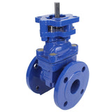 Keilschieber Elephant 30X939H GVWN1414E-2W-F mit OST-Flansch, Gehäuse - Gusseisen GGG50, Keil - Gusseisen + EPDM, Dichtung - EPDM, nur Spindel, Farbe - blau
