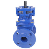 Keilschieber Elephant 30X939H GVWN1414E-2W-F mit OST-Flansch, Gehäuse - Gusseisen GGG50, Keil - Gusseisen + EPDM, Dichtung - EPDM, nur Spindel, Farbe - blau