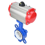 Wasserabsperrklappe Elephant st-316l-ptfe-elephant-da, Gehäusematerial – Kohlenstoffstahl WCB, Scheibenmaterial – Edelstahl AISI 316L, Dichtung – PTFE, pneumatischer Antrieb betätigt