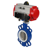 Wasserabsperrklappe Elephant st-316l-ptfe-da-4m310-110/220, Gehäusematerial – Kohlenstoffstahl WCB, Scheibenmaterial – Edelstahl AISI 316L, Dichtung – PTFE, pneumatischer Antrieb betätigt