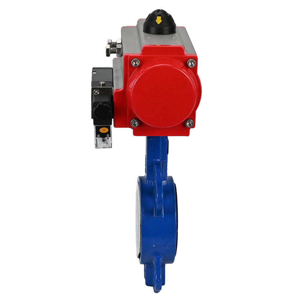 Wasserabsperrklappe Elephant st-316l-ptfe-da-4m310-110/220, Gehäusematerial – Kohlenstoffstahl WCB, Scheibenmaterial – Edelstahl AISI 316L, Dichtung – PTFE, pneumatischer Antrieb betätigt