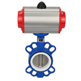 Wasserabsperrklappe Elephant st-316l-ptfe-da-4m310-110/220, Gehäusematerial – Kohlenstoffstahl WCB, Scheibenmaterial – Edelstahl AISI 316L, Dichtung – PTFE, pneumatischer Antrieb betätigt