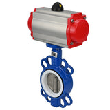Wasserabsperrklappe Elephant st-316l-ptfe-da-4m310-110/220, Gehäusematerial – Kohlenstoffstahl WCB, Scheibenmaterial – Edelstahl AISI 316L, Dichtung – PTFE, pneumatischer Antrieb betätigt