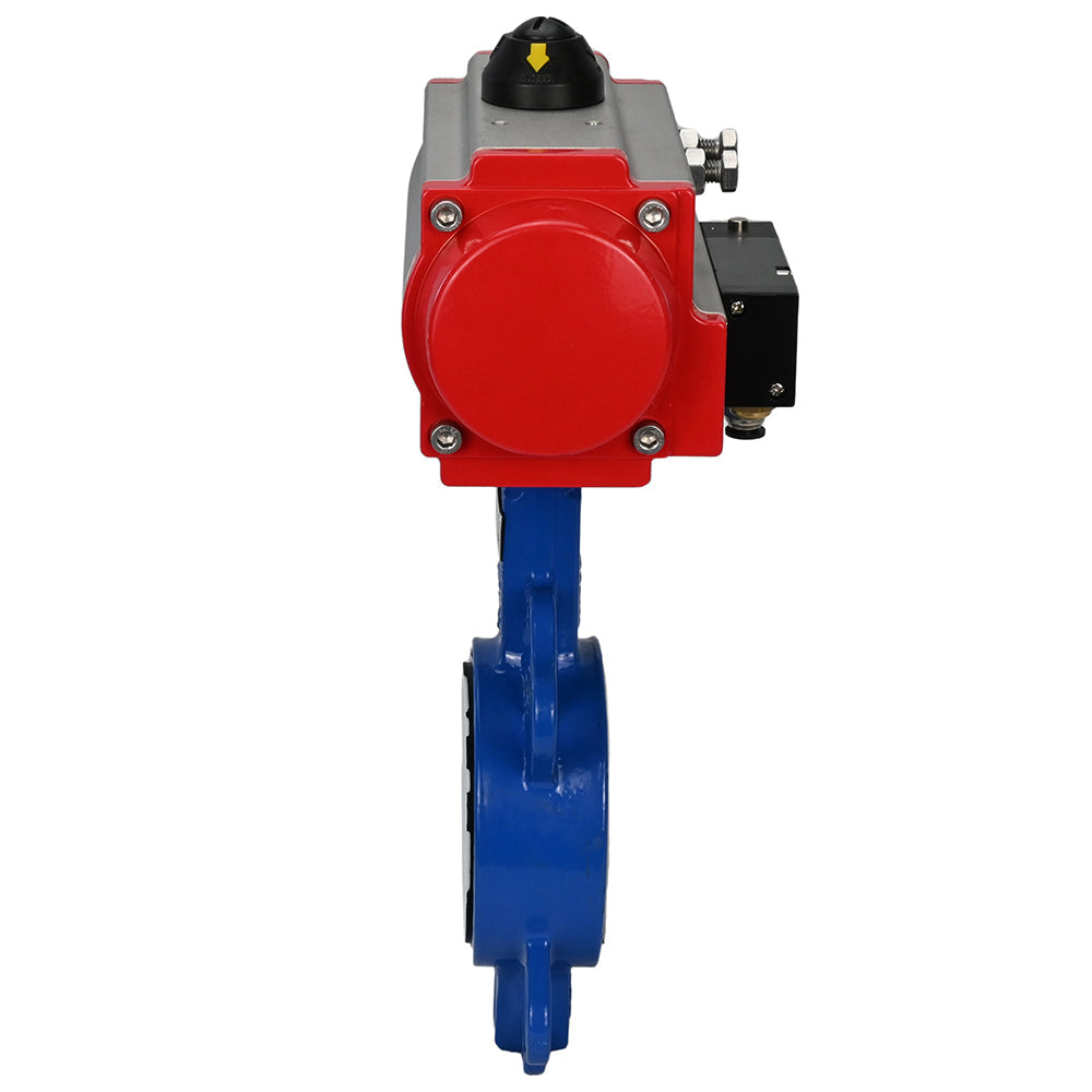 Wasserabsperrklappe Elephant st-316l-ptfe-da-4m310-110/220, Gehäusematerial – Kohlenstoffstahl WCB, Scheibenmaterial – Edelstahl AISI 316L, Dichtung – PTFE, pneumatischer Antrieb betätigt