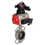 Wasser-Schmetterlingsventil Elephant 316L-316L-EPDM Gehäusematerial - Edelstahl AISI 316L, Scheibenmaterial - Edelstahl AISI 316L, Dichtung - EPDM mit doppeltwirkendem Pneumatikaktuator Elephant DA und Pneumatikverteiler 4M310-08 220V sowie Endschalter