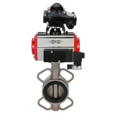 Wasser-Schmetterlingsventil Elephant 316L-316L-EPDM Gehäusematerial - Edelstahl AISI 316L, Scheibenmaterial - Edelstahl AISI 316L, Dichtung - EPDM mit doppeltwirkendem Pneumatikaktuator Elephant DA und Pneumatikverteiler 4M310-08 220V sowie Endschalter