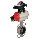 Wasser-Schmetterlingsventil Elephant 316L-316L-EPDM Gehäusematerial - Edelstahl AISI 316L, Scheibenmaterial - Edelstahl AISI 316L, Dichtung - EPDM mit doppeltwirkendem Pneumatikaktuator Elephant DA und Pneumatikverteiler 4M310-08 220V sowie Endschalter