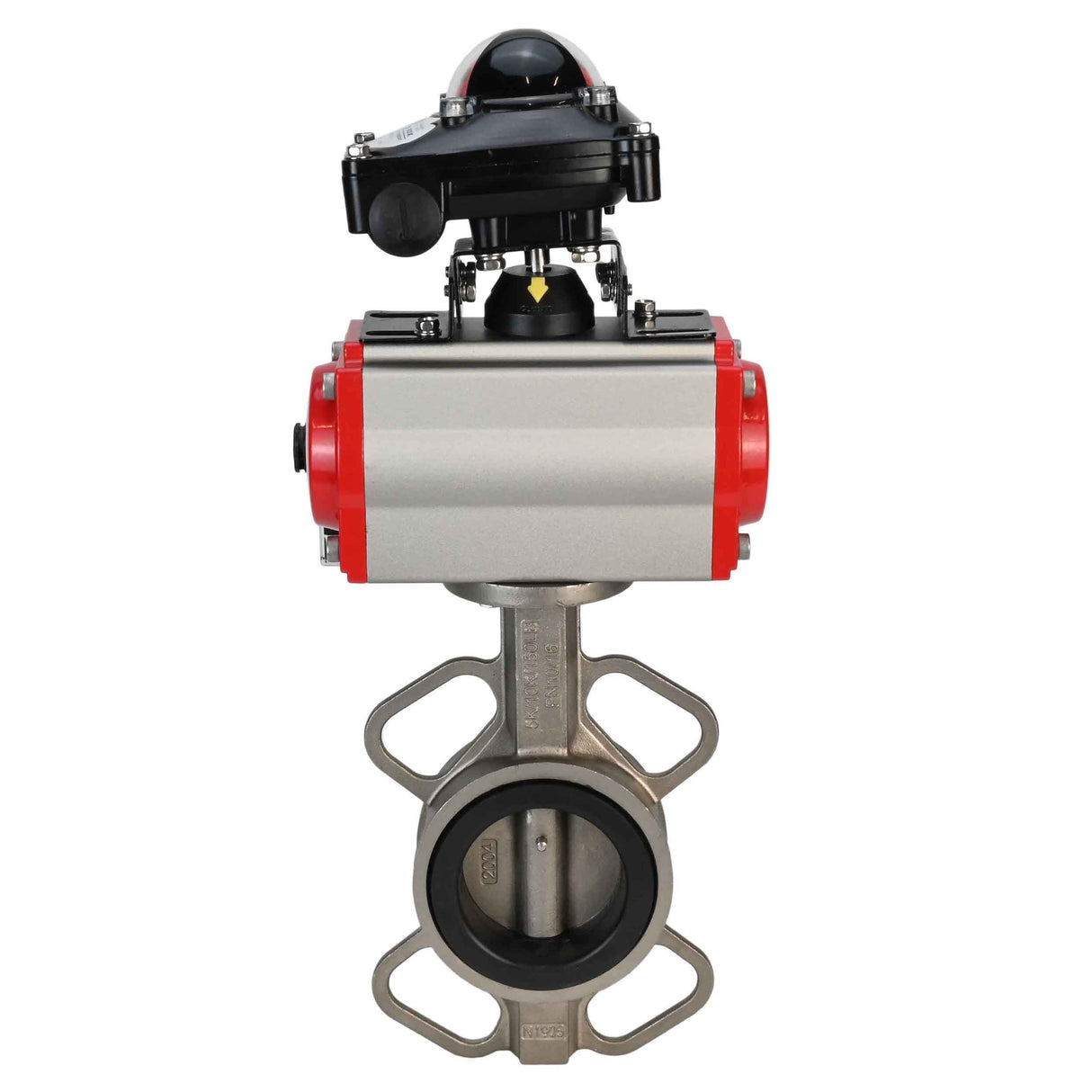 Wasser-Schmetterlingsventil Elephant 316L-316L-EPDM Gehäusematerial - Edelstahl AISI 316L, Scheibenmaterial - Edelstahl AISI 316L, Dichtung - EPDM mit doppeltwirkendem Pneumatikaktuator Elephant DA und Pneumatikverteiler 4M310-08 220V sowie Endschalter