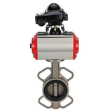 Wasser-Schmetterlingsventil Elephant 316L-316L-EPDM Gehäusematerial - Edelstahl AISI 316L, Scheibenmaterial - Edelstahl AISI 316L, Dichtung - EPDM mit doppeltwirkendem Pneumatikaktuator Elephant DA und Pneumatikverteiler 4M310-08 220V sowie Endschalter