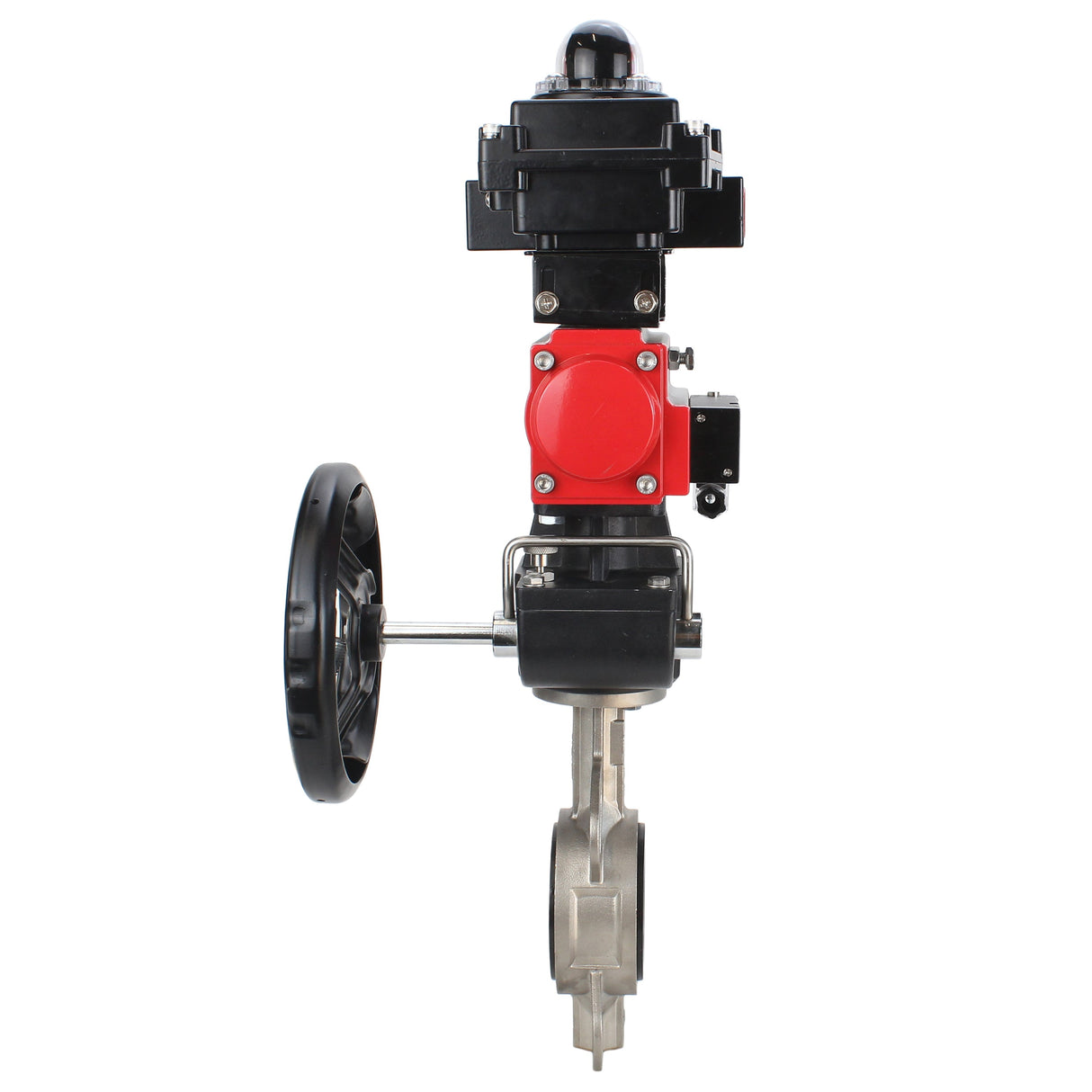 Wasser-Schmetterlingsventil Elephant 316L-316L-VITON Gehäusematerial - Edelstahl AISI 316L, Scheibenmaterial - Edelstahl AISI 316L, Dichtung - Viton mit pneumatischem Antrieb Elephant DA, pneumatischer Verteiler 4M310-08 220V, Endschalterblock APL-410N EX