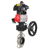 Wasser-Schmetterlingsventil Elephant 316L-316L-NBR Gehäusematerial - Edelstahl AISI 316L, Scheibenmaterial - Edelstahl AISI 316L, Dichtung - NBR mit pneumatischem Antrieb Elephant DA, mit pneumatischem Verteiler 4M310-08 220V, Endschalterblock APL-410N EX