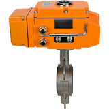 Wasser-Drosselklappe Elephant 316L-316L-NBR Gehäusematerial - Edelstahl aisi 316l, Scheibenmaterial - Edelstahl aisi 316l, Dichtung - NBR mit elektrischem Stellantrieb Elephant 220V, Rückführsensor und Eingangssteuersignal 0-10V