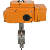 Wasser-Drosselklappe Elephant 316L-316L-EPDM Gehäusematerial - Edelstahl aisi 316l, Scheibenmaterial - Edelstahl aisi 316l, Dichtung - EPDM mit elektrischem Stellantrieb Elephant 220V, Rückführsensor und Eingangssteuersignal 0-10V