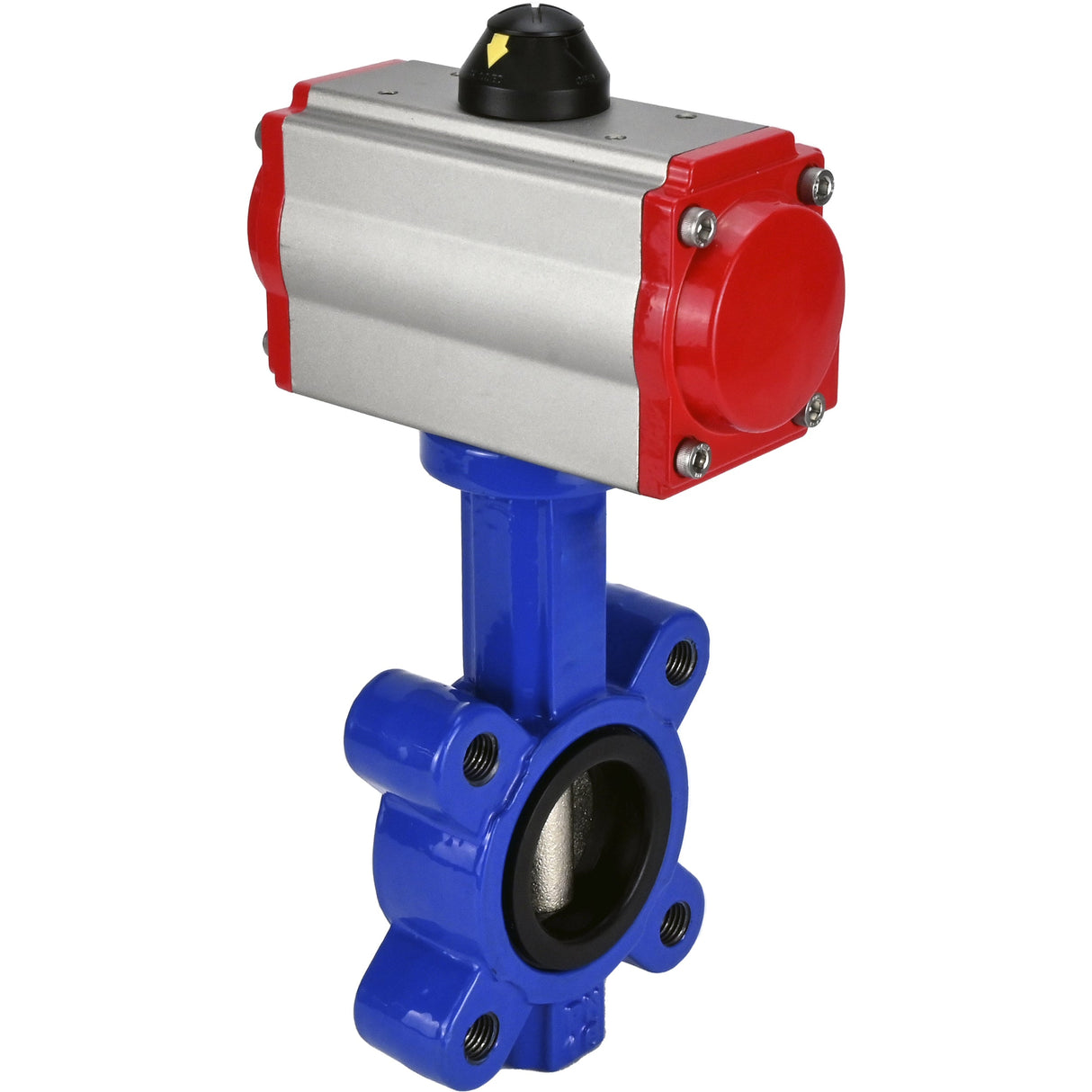 Wasser-Schmetterlingsventil Elephant WBV1616E-2W-Fb-H, Gehäusematerial - Gusseisen QT450, Scheibenmaterial - Gusseisen QT450, Dichtung - EPDM, mit pneumatischem Doppelwirkungsantrieb PA-DA