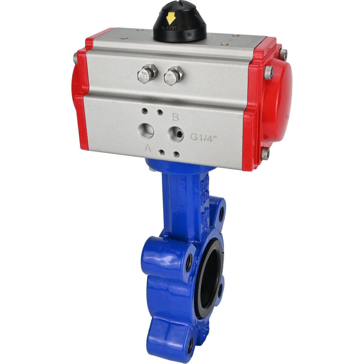 Wasser-Schmetterlingsventil Elephant WBV1631E-2W-Fb-H, Gehäusematerial - Gusseisen QT450, Scheibenmaterial - Edelstahl AISI 304, Dichtung - EPDM, mit pneumatischem Doppelwirkungsantrieb PA-DA
