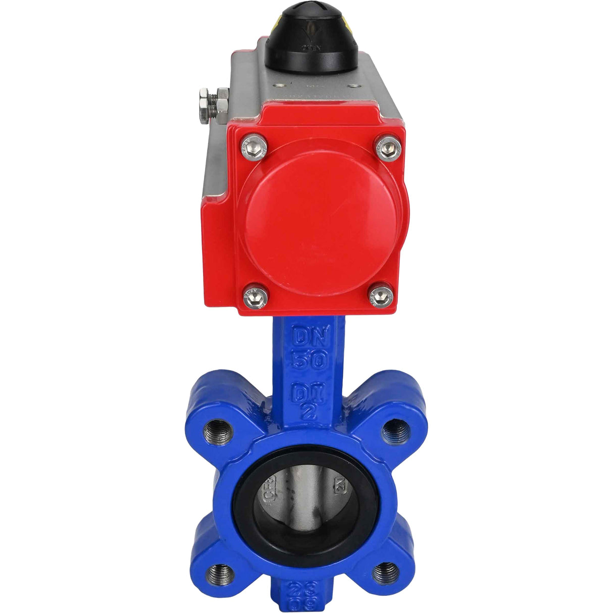 Wasser-Schmetterlingsventil Elephant WBV1631E-2W-Fb-H, Gehäusematerial - Gusseisen QT450, Scheibenmaterial - Edelstahl AISI 304, Dichtung - EPDM, mit pneumatischem Doppelwirkungsantrieb PA-DA