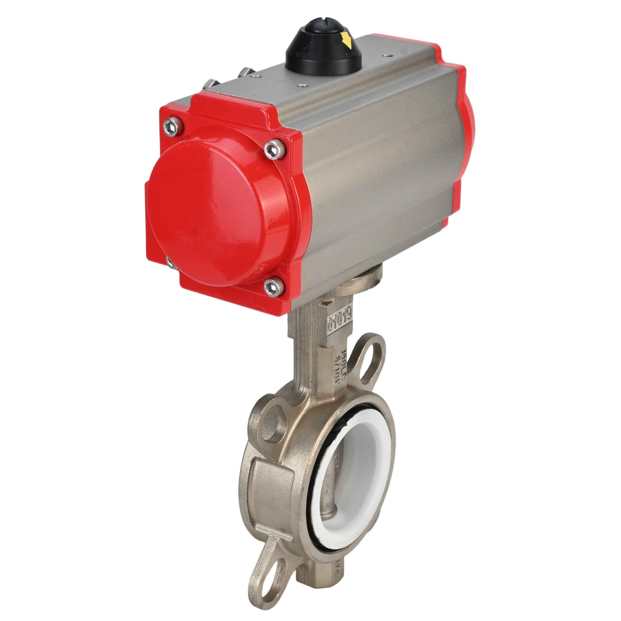 Wasser-Schmetterlingsventil Elephant WBV3131P-2W-Fb-H, Gehäusematerial - Edelstahl AISI 304, Scheibenmaterial - Edelstahl AISI 304, Dichtung - PTFE, pneumatischer Antrieb PA-DA Doppelwirkung
