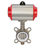Wasser-Schmetterlingsventil Elephant WBV3131P-2W-Fb-H, Gehäusematerial - Edelstahl AISI 304, Scheibenmaterial - Edelstahl AISI 304, Dichtung - PTFE, pneumatischer Antrieb PA-DA Doppelwirkung