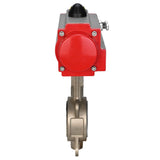 Wasser-Schmetterlingsventil Elephant WBV3131P-2W-Fb-H, Gehäusematerial - Edelstahl AISI 304, Scheibenmaterial - Edelstahl AISI 304, Dichtung - PTFE, pneumatischer Antrieb PA-DA Doppelwirkung