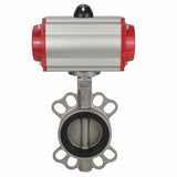 Wasser-Schmetterlingsventil Elephant WBV3131E-2W-Fb-H, Gehäusematerial - Edelstahl AISI 304, Scheibenmaterial - Edelstahl AISI 304, Dichtung - EPDM, pneumatischer Antrieb PA-DA Doppelwirkung