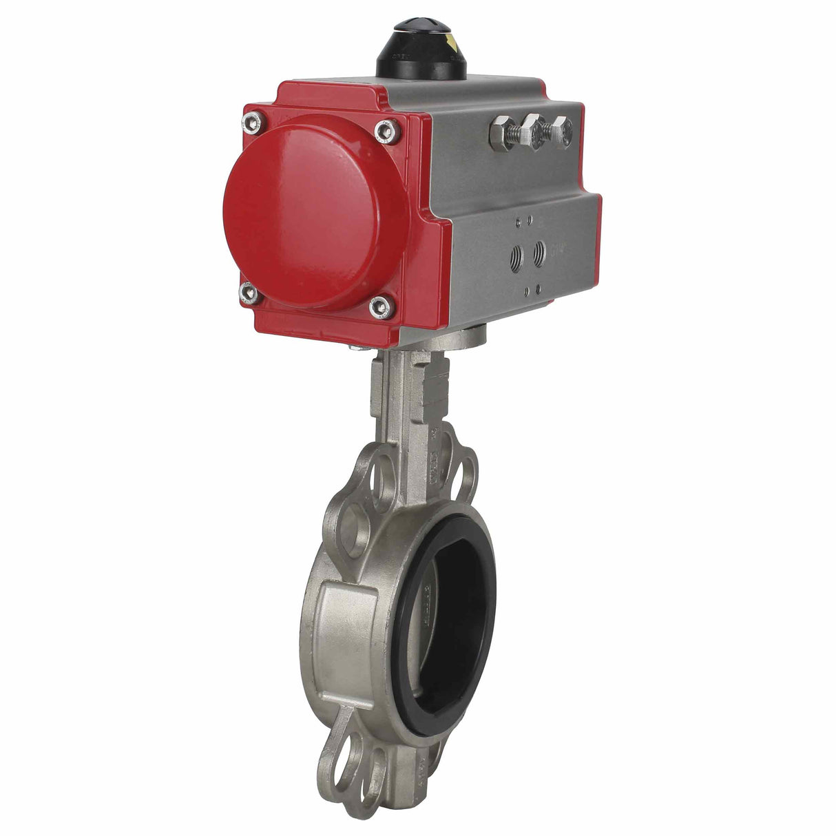 Wasser-Schmetterlingsventil Elephant WBV3131V-2W-Fb-H, Gehäusematerial - Edelstahl AISI 304, Scheibenmaterial - Edelstahl AISI 304, Dichtung - Viton, pneumatischer Antrieb PA-DA Doppelwirkung