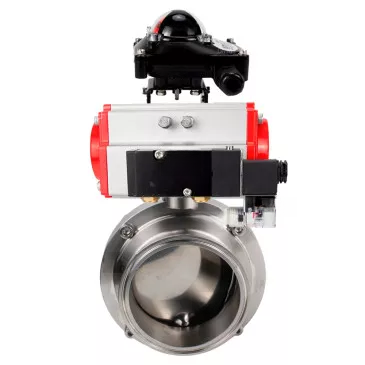 Butterfly valves Elephant WBV3131E-2W-W-H food grade stainless steel 304, seal - EPDM, with pneumatic actuator Elephant PA-SA-XXX, pneumatic distributor Elephant 4M310-08 24V and BKV Elephant APL-210N