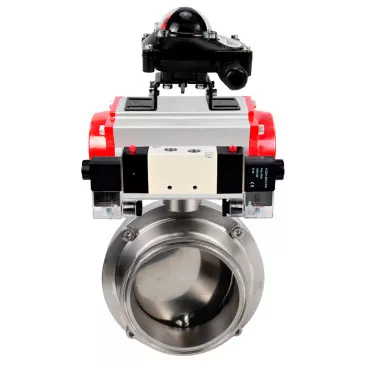 Butterfly valves Elephant WBV3131E-2W-T-H food grade stainless steel 304, seal - EPDM, with pneumatic actuator Elephant PA-SA-XXX, pneumatic distributor Elephant 4V320-08 220V and BKV Elephant APL-410N EX