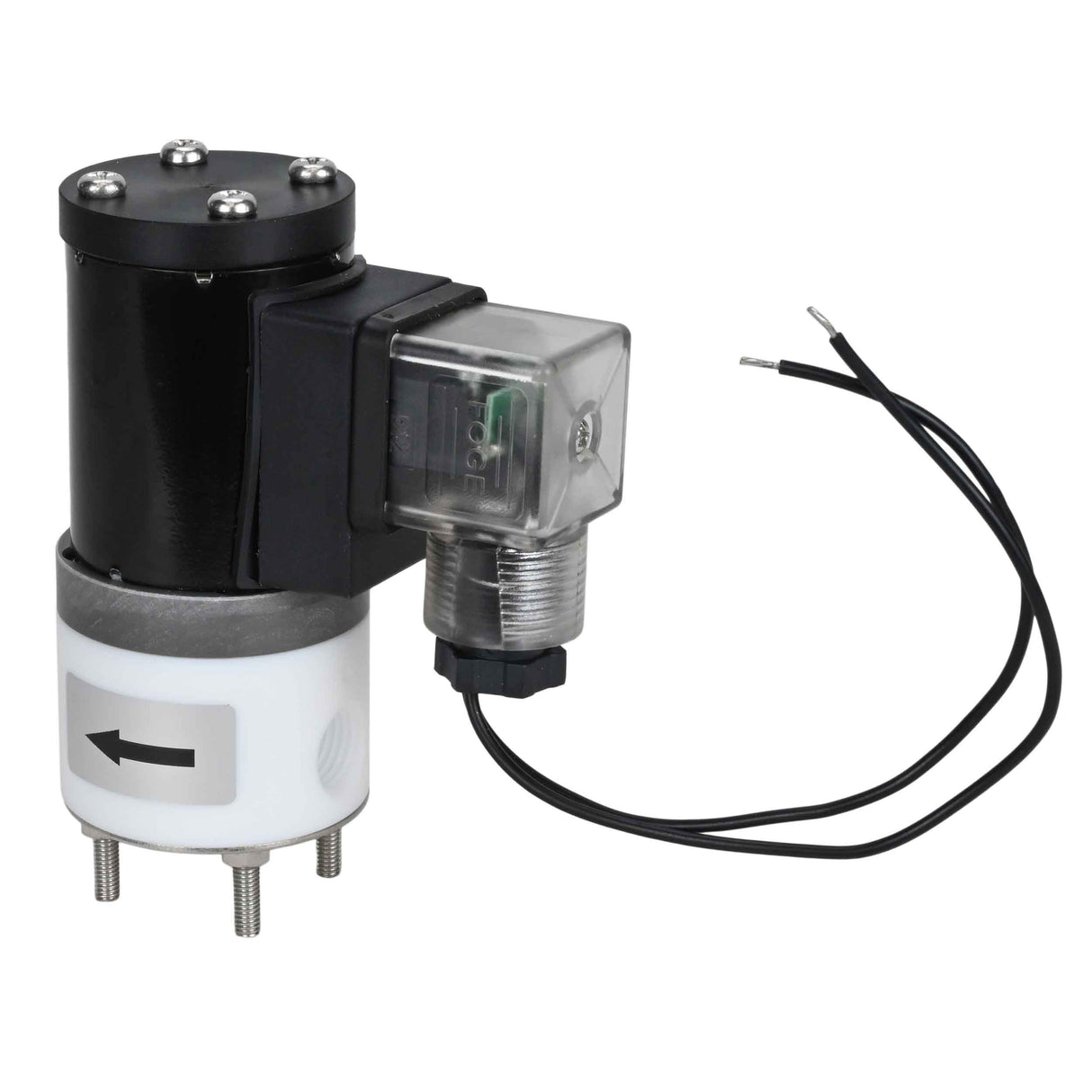 Zweiwege-Elektromagnetventil, normalerweise geschlossen, direkt wirkend, Elephant DHF11-НЗ PTFE VITON G 24V, Gehäusematerial – PTFE, Dichtung – Viton