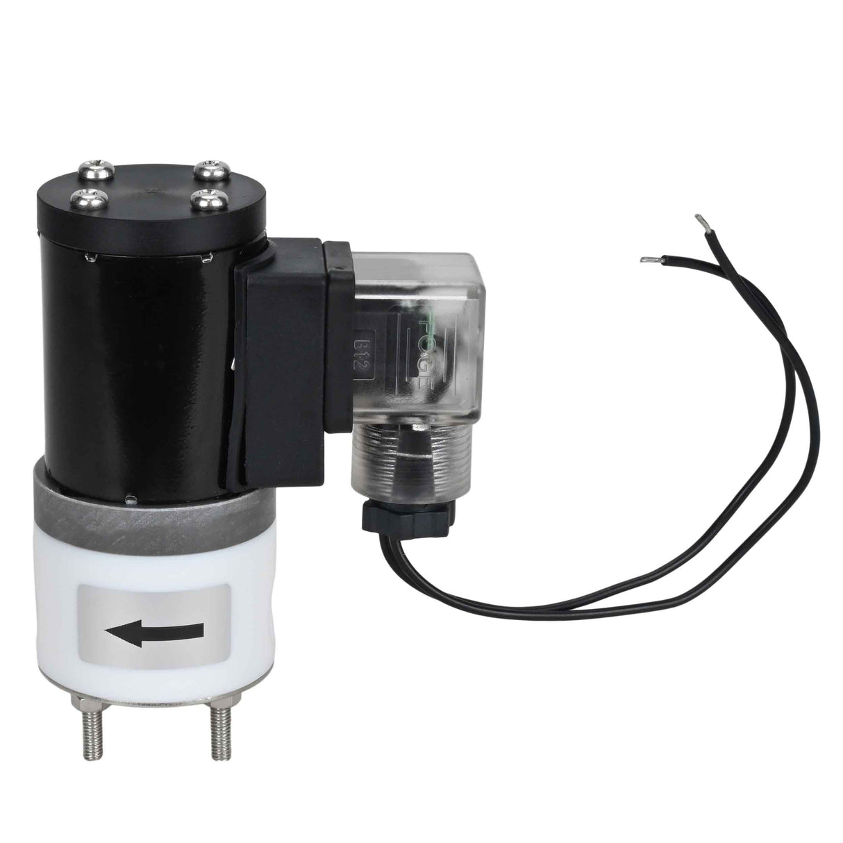 Zweiwege-Elektromagnetventil, normalerweise geschlossen, direkt wirkend, Elephant DHF11-НЗ PTFE VITON G 24V, Gehäusematerial – PTFE, Dichtung – Viton