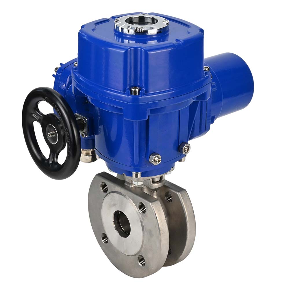 Edelstahl-Kugelhahn Elephant-BVсFP.316.200 PSI232 mit vollem Durchgang, Kompaktflansch, elektrischer Schwenkantrieb Elephant QT-W (M) 220 V