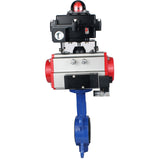 Wasser-Drosselklappe Elephant GG25-316L-NBR Gehäusematerial - Gusseisen GG25, Scheibenmaterial - Edelstahl 316L, Dichtung - NBR mit pneumatischem Antrieb SA, pneumatischem Verteiler 4M310-08 24V und Endschalterblock APL-410N EX