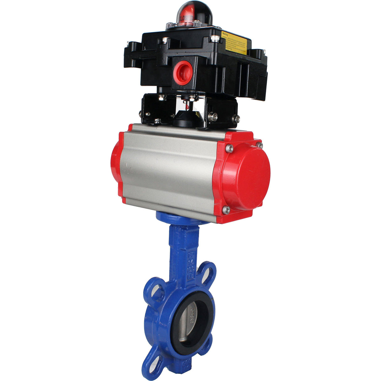 Wasser-Drosselklappe Elephant GG25-316L-NBR Gehäusematerial - Gusseisen GG25, Scheibenmaterial - Edelstahl 316L, Dichtung - NBR mit pneumatischem Antrieb SA, pneumatischem Verteiler 4M310-08 24V und Endschalterblock APL-410N EX