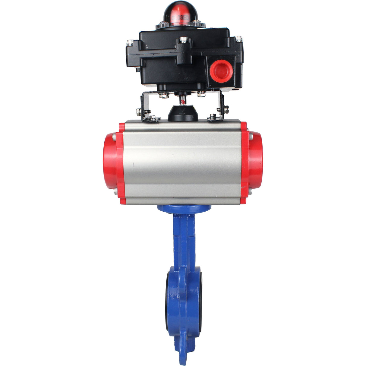 Wasser-Drosselklappe Elephant GG25-316L-NBR Gehäusematerial - Gusseisen GG25, Scheibenmaterial - Edelstahl 316L, Dichtung - NBR mit pneumatischem Antrieb SA, pneumatischem Verteiler 4M310-08 220V und Endschalterblock APL-410N EX
