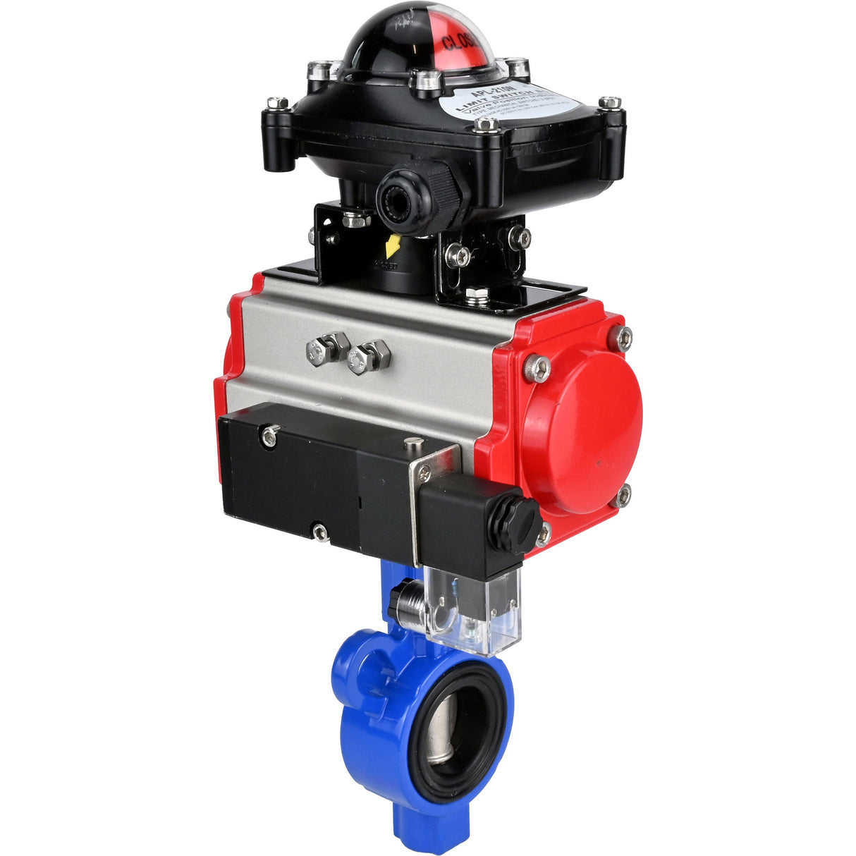 Wasser-Schmetterlingsventil Elephant al-316l-epdm-elephant-da-4m310-24-apl210n, Gehäusematerial - Aluminiumlegierung, Scheibenmaterial - Edelstahl AISI 316L, Dichtung - EPDM, pneumatisch betätigt