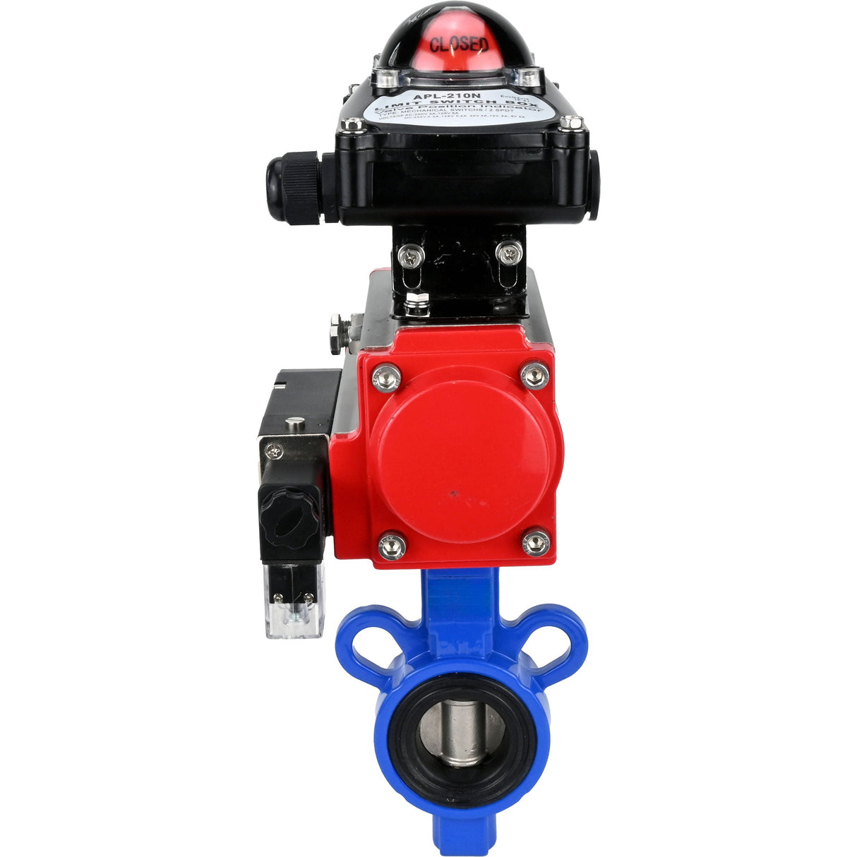 Wasser-Schmetterlingsventil Elephant al-316l-epdm-elephant-sa-4m310-110/220-apl210n, Gehäusematerial - Aluminiumlegierung, Scheibenmaterial - Edelstahl AISI 316L, Dichtung - EPDM, pneumatisch betätigt
