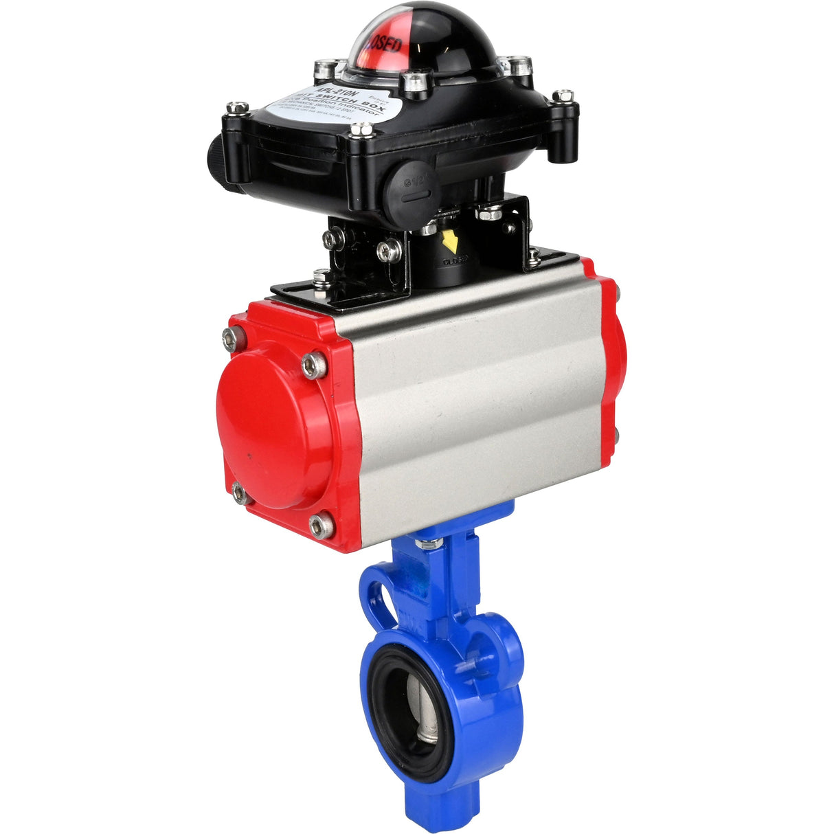 Wasser-Schmetterlingsventil Elephant al-316l-epdm-elephant-da-apl210n, Gehäusematerial - Aluminiumlegierung, Scheibenmaterial - Edelstahl AISI 316L, Dichtung - EPDM, pneumatisch betätigt