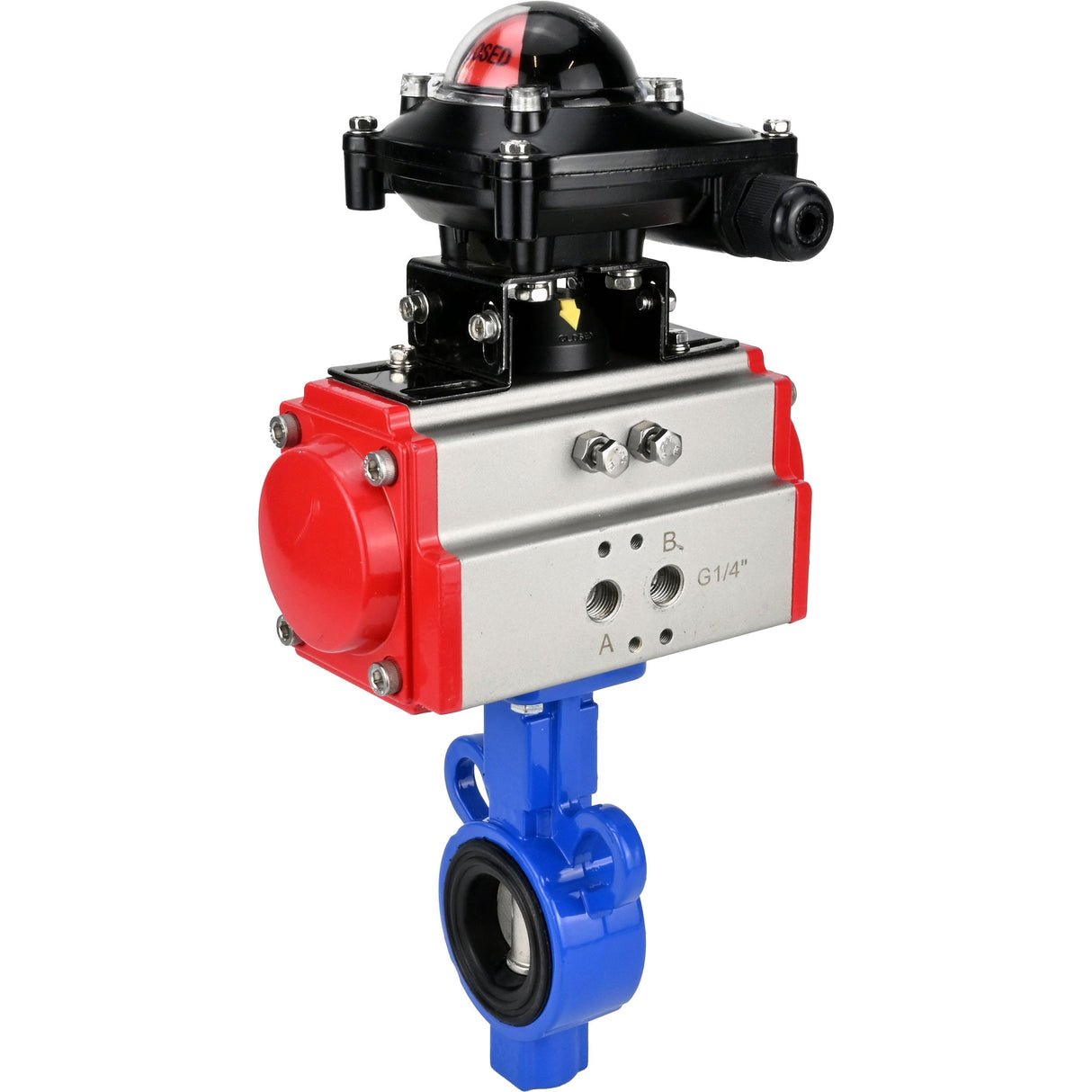 Wasser-Schmetterlingsventil Elephant al-316l-epdm-elephant-da-apl210n, Gehäusematerial - Aluminiumlegierung, Scheibenmaterial - Edelstahl AISI 316L, Dichtung - EPDM, pneumatisch betätigt