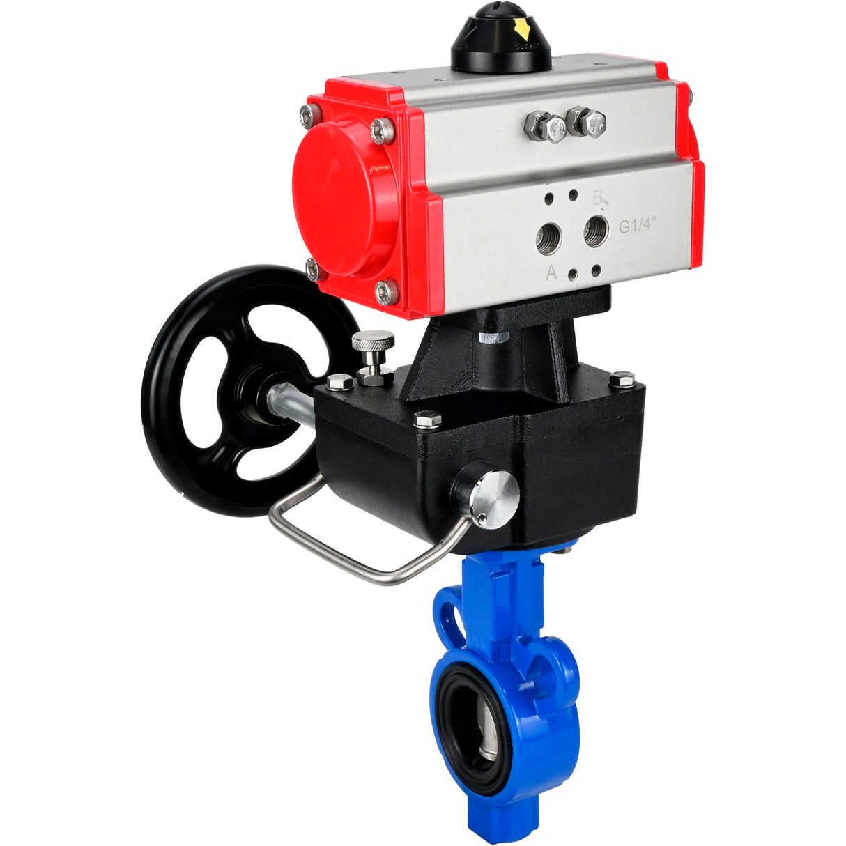 Wasser-Schmetterlingsventil Elephant al-316l-epdm-elephant-da-hdm, Gehäusematerial - Aluminiumlegierung, Scheibenmaterial - Edelstahl AISI 316L, Dichtung - EPDM, pneumatisch betätigt