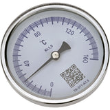 Bimetall-Axialthermometer Elephant TB-311-A1,5 PN10-24, Edelstahl, Eintauchlänge 46-200mm, Genauigkeitsklasse - 1,5