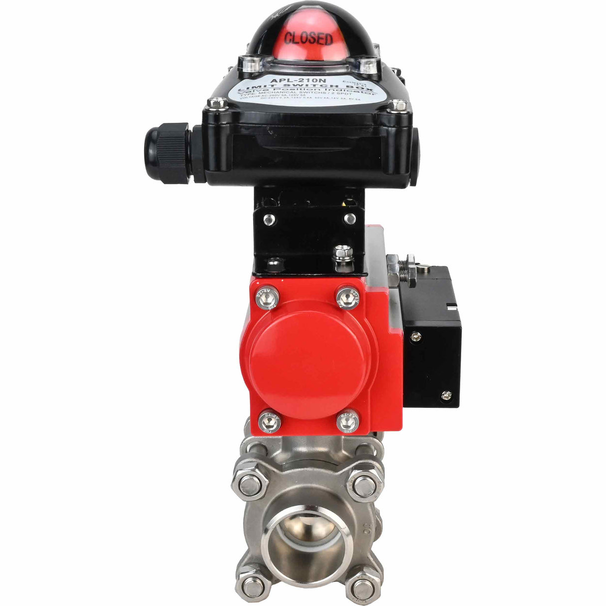 Kugelhahn aus Edelstahl Elephant kshpp-316200-da-4m310-24-apl210n, Gehäusematerial - Edelstahl AISI 316, Kugelmaterial - Edelstahl AISI 316, Dichtung - PTFE, pneumatisch betätigt