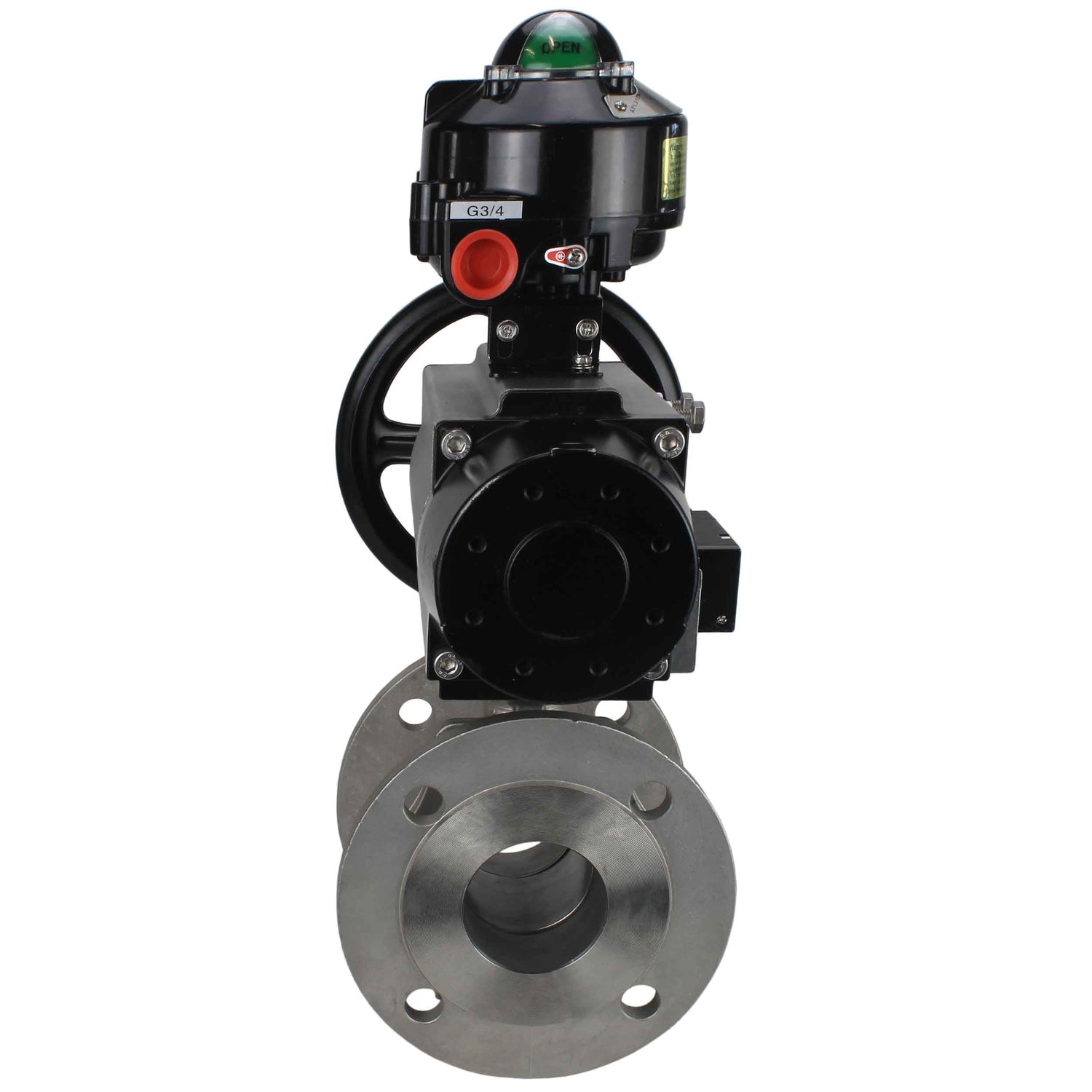 Kugelhähne Elephant BV3232P(2 Stück)-FP-F-ISO-H DN80-100 16 bar, voll durchgangsflansch, Edelstahl SS316, Dichtung - PTFE, mit pneumatischem Antrieb PA-DA-105-1 doppeltwirkend, mit pneumatischem Verteiler 4M310-08 24V, mit LSU APL-510N EX