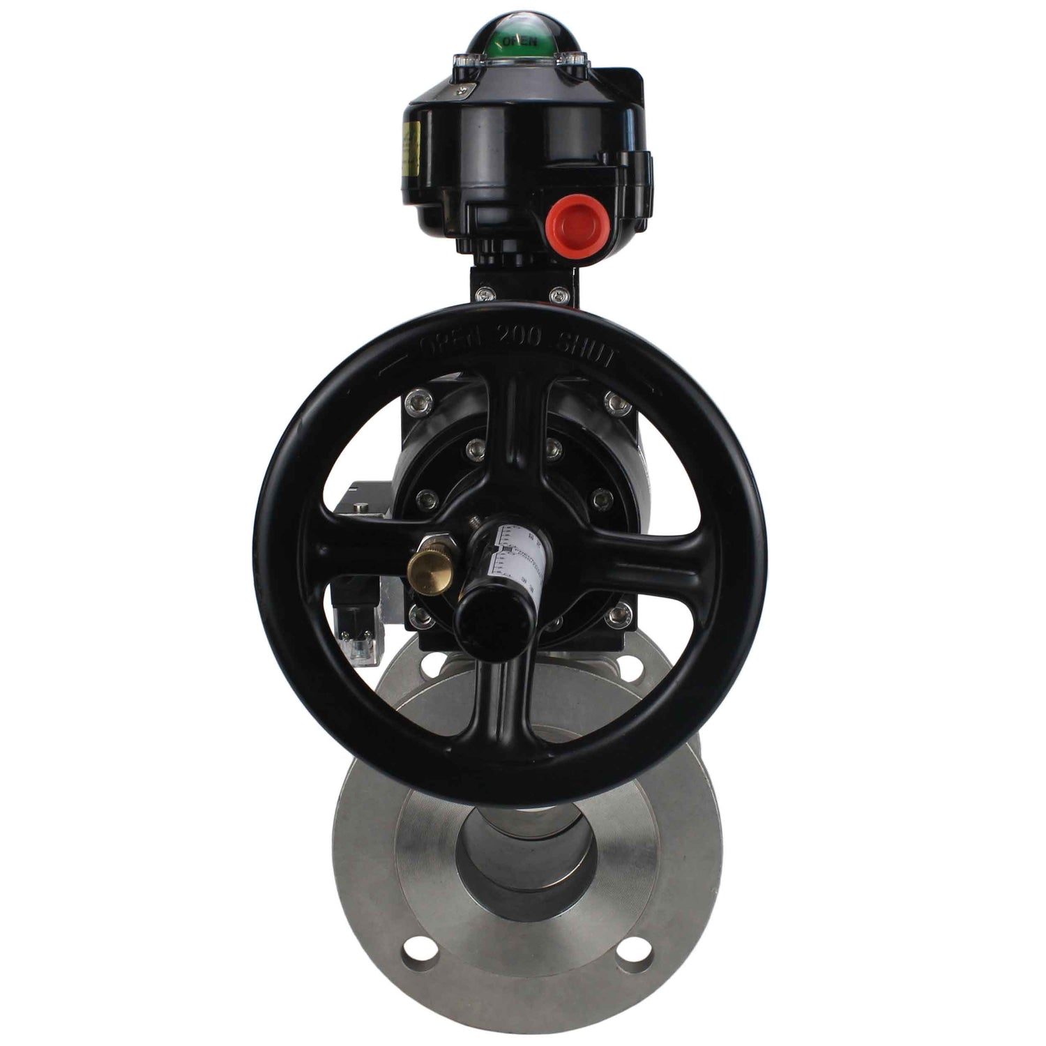 Kugelhähne Elephant BV3232P(2 Stück)-FP-F-ISO-H DN80-100 16 bar, voll durchgangsflansch, Edelstahl SS316, Dichtung - PTFE, mit pneumatischem Antrieb PA-DA-105-1 doppeltwirkend, mit pneumatischem Verteiler 4M310-08 220V, mit LSU APL-510N EX