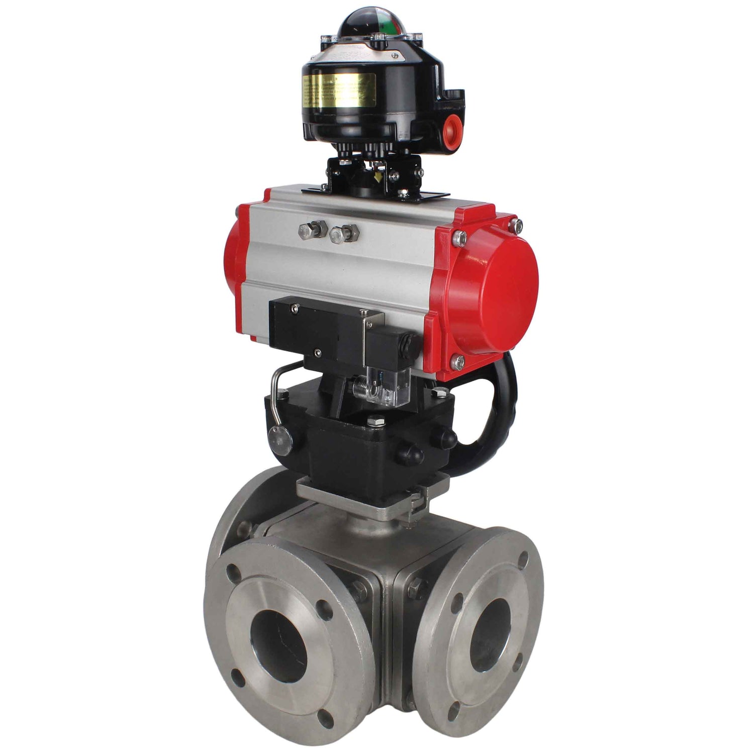Ball valves Elephant BV3232P(4pc)-FP-3WL-F-ISO-H 16 bar full bore, flanged, body - stainless steel SS316, ISO flange F03/F04-F10/F12, square 9x9-19x19, with pneumatic drive PA-DA, mon/distributor 4M310-08 24V, LSU APL-510N EX and Doubler MON3-700-T38-ISO