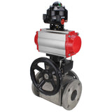 Ball valves Elephant BV3232P(4pc)-FP-3WL-F-ISO-H 16 bar full bore, flanged, body - stainless steel SS316, ISO flange F03/F04-F10/F12, square 9x9-19x19, with pneumatic drive PA-DA, mon/distributor 4M310-08 24V, LSU APL-510N EX and Doubler MON3-700-T38-ISO