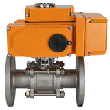 Kugelhähne Elephant BV3131P(3pc)-FP-F-ISO-H dreiteilig, voller Durchgang, geflanscht, Gehäuse - Edelstahl SS304, Dichtung - PTFE, mit 1/4-Umdrehungs-Elektroantrieb QT-N-EM-O1-380VAC-U1 380V HARK