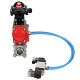 Kugelhähne Elephant BV3232P(3pc)-FP-W-ISO-H 16 bar/25, voller Durchgang zum Schweißen, Edelstahl SS316, Dichtung - PTFE, mit doppeltwirkendem PA-DA Pneumatik-Antrieb, mit Pneumatikverteiler 4V320-08 220V, mit LSU APL-210N
