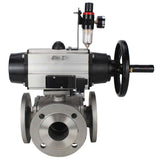 Ball valves Elephant BV3232P(4pc)-FP-3WL-F-ISO-H DN100 16 bar full bore, flanged, body - stainless steel SS316, ISO flange F10/F12, square 19x19, with double pneumatic actuator PA-DA-105-1 action, pneumatic distributor 4M310-08 24V and ATU AFC2000