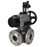 Ball valves Elephant BV3232P(4pc)-FP-3WL-F-ISO-H DN100 16 bar full bore, flanged, body - stainless steel SS316, ISO flange F10/F12, square 19x19, with double pneumatic actuator PA-DA-105-1 action, pneumatic distributor 4M310-08 24V and ATU AFC2000